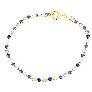 Faux Dainty Saphire and Diamond Gold Finish Bracelet